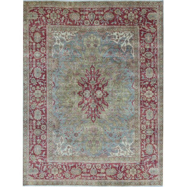Bokara Rug Co., Inc. HandKnotted HighQuality Green and Red Area Rug